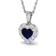 Sapphire Heart-Shaped Pendant in 10K/14K gold and platinum with certified lab-grown or natural diamonds