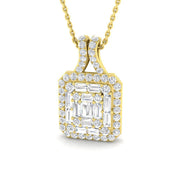 Baguette Round Diamond Pendant Necklace in 10K/14K gold and platinum with certified lab-grown or natural diamonds