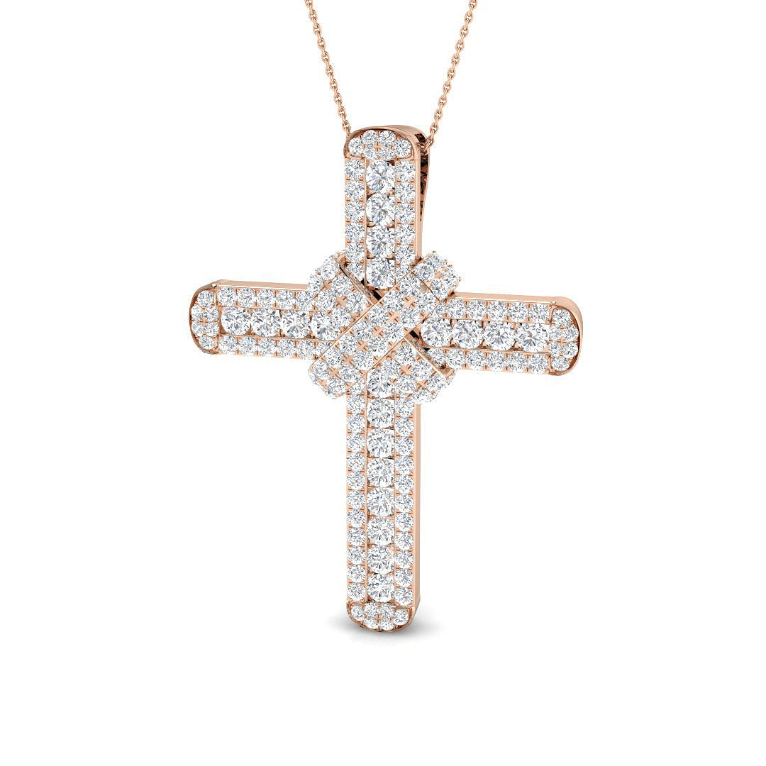 Natural Diamond Cross Pendant in Gold or in 10K/14K gold and platinum with certified lab-grown or natural diamonds