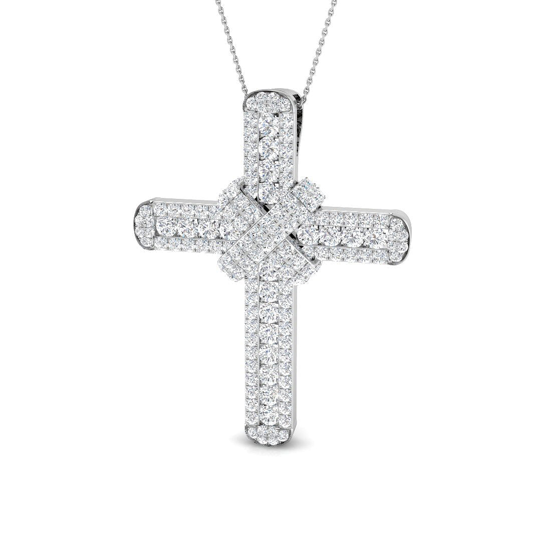 Natural Diamond Cross Pendant in Gold or in 10K/14K gold and platinum with certified lab-grown or natural diamonds