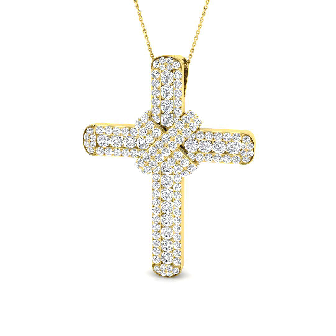 Natural Diamond Cross Pendant in Gold or in 10K/14K gold and platinum with certified lab-grown or natural diamonds