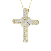 Natural Diamond Cross Pendant in Gold or in 10K/14K gold and platinum with certified lab-grown or natural diamonds