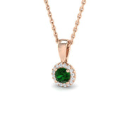Round Emerald Halo Pendant in in 10K/14K gold and platinum with certified lab-grown or natural diamonds