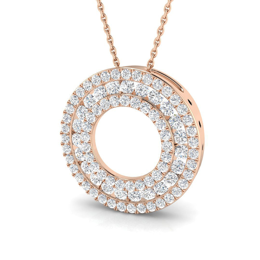 Multi-Layered Diamond Circle Pendant in 10K/14K gold and platinum with certified lab-grown or natural diamonds