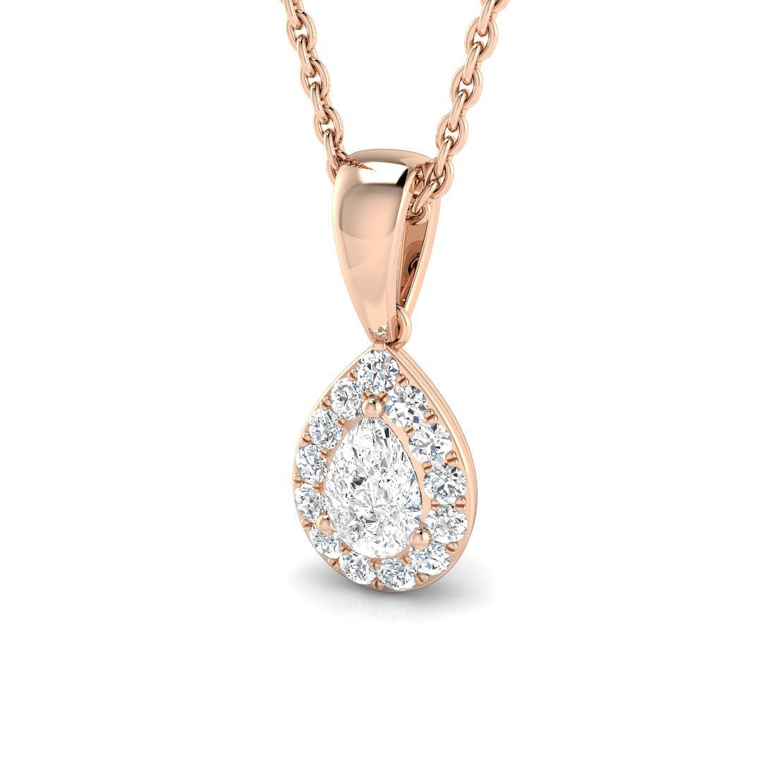 Teardrop Diamond Pendant Necklace 0.33ct to 0.75ct in 10K/14K gold and platinum with certified lab-grown or natural diamonds