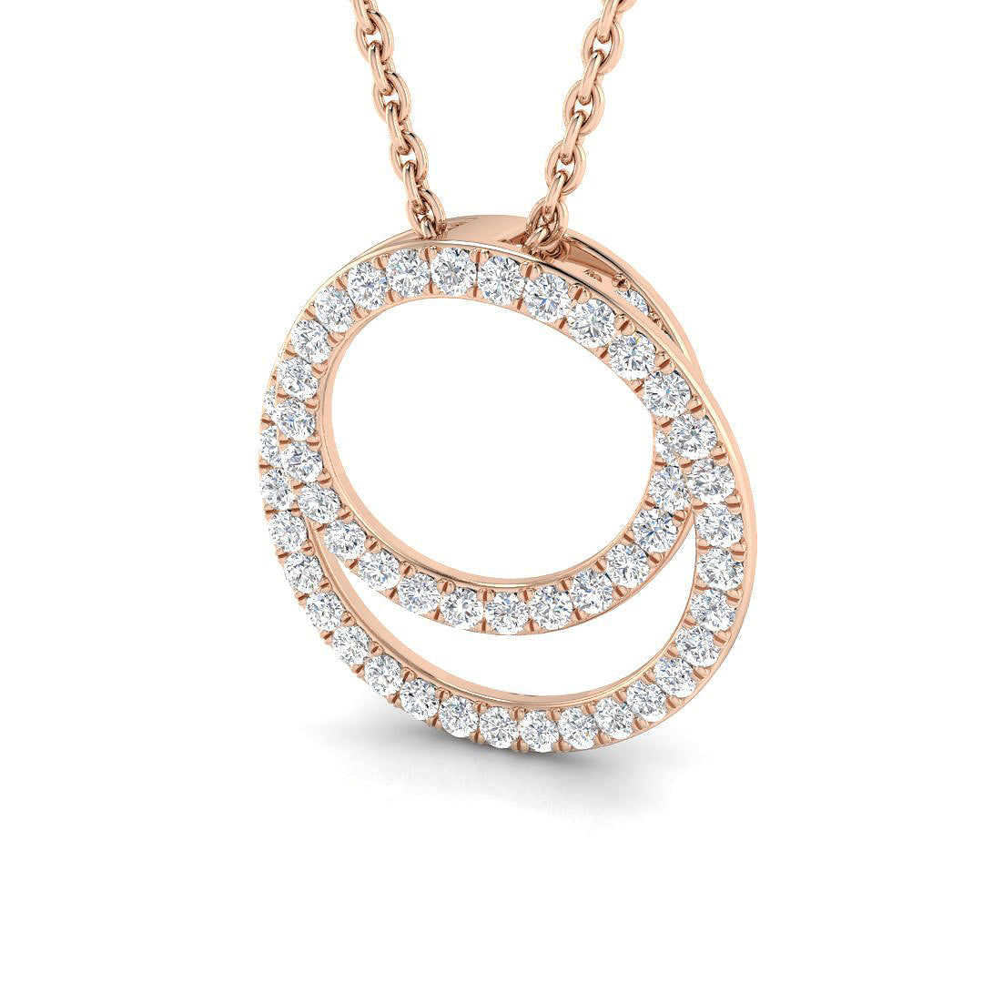 Intertwined Diamond Circle Pendant in 10K/14K gold and platinum with certified lab-grown or natural diamonds