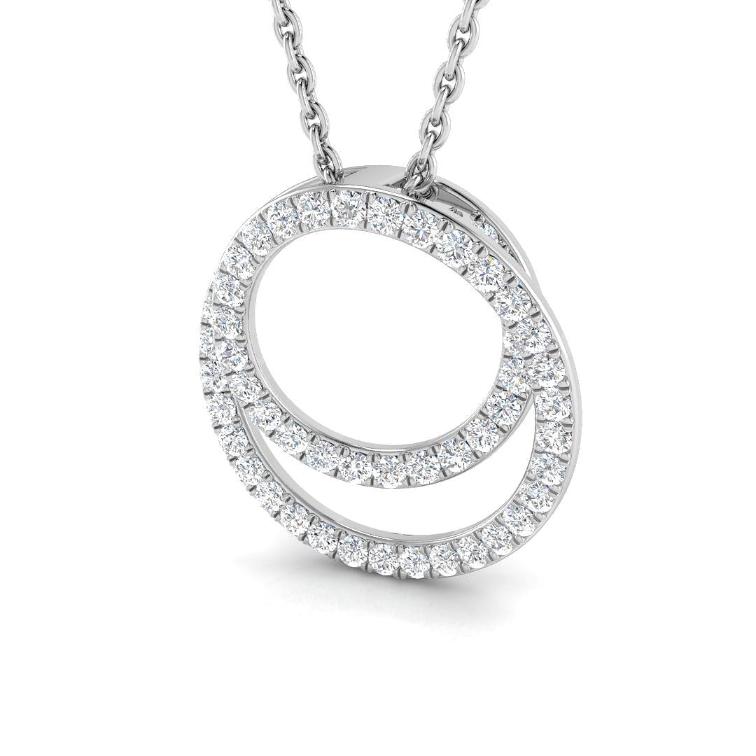 Intertwined Diamond Circle Pendant in 10K/14K gold and platinum with certified lab-grown or natural diamonds