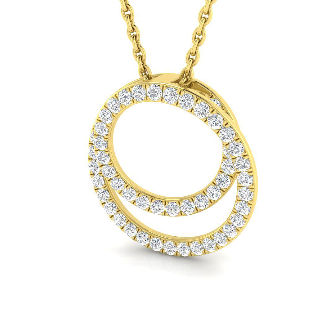 Intertwined Diamond Circle Pendant in 10K/14K gold and platinum with certified lab-grown or natural diamonds