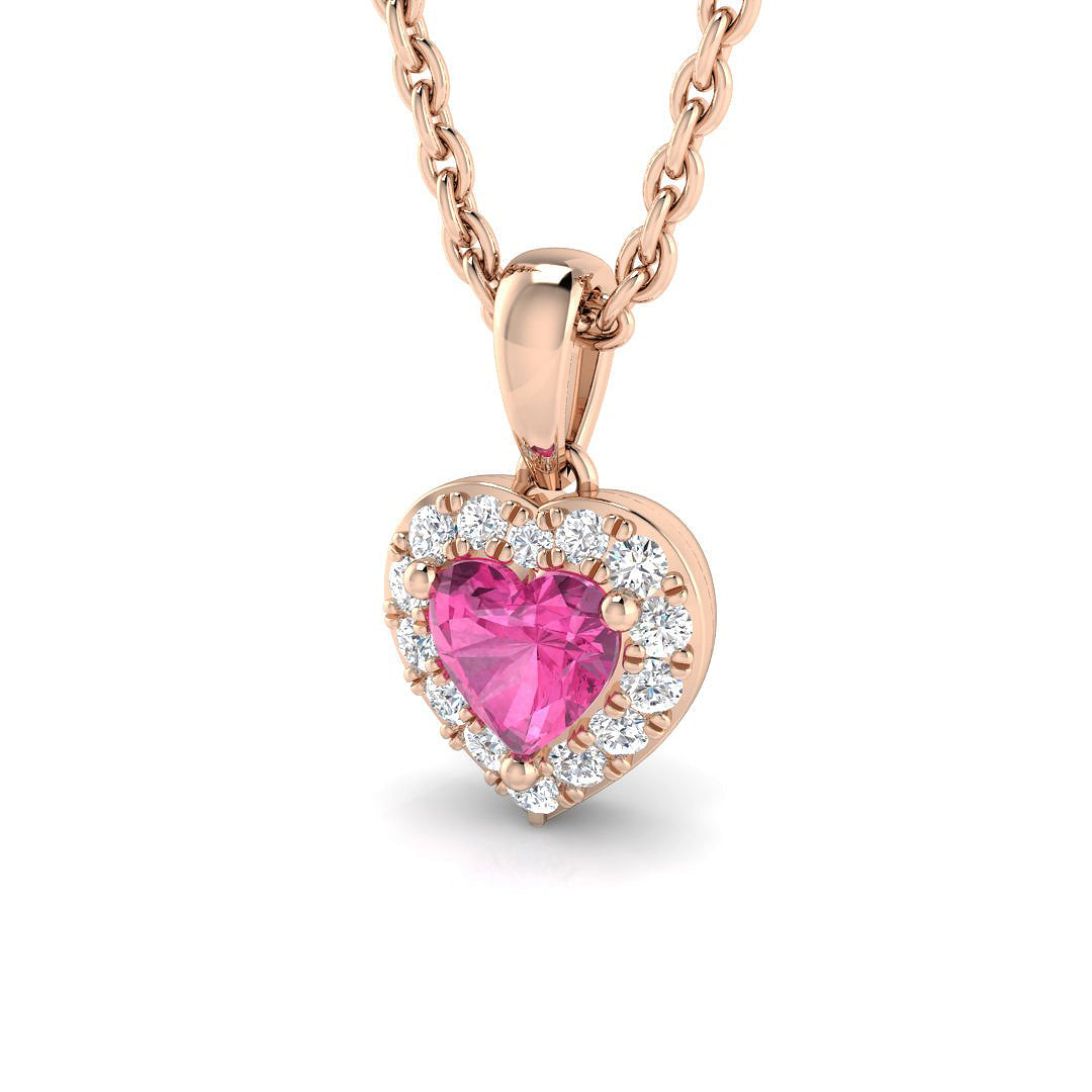 Pink Heart Diamond Pendant 0.3ct to 0.5ct Gold (Without Chain) in 10K/14K gold and platinum with certified lab-grown or natural diamonds