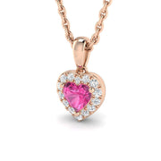 Pink Heart Diamond Pendant 0.3ct to 0.5ct Gold (Without Chain) in 10K/14K gold and platinum with certified lab-grown or natural diamonds