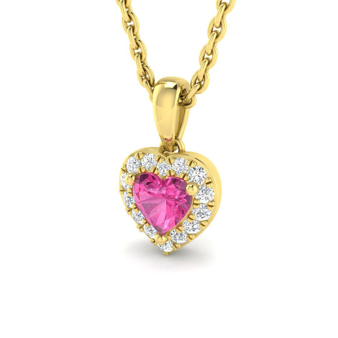 Pink Heart Diamond Pendant 0.3ct to 0.5ct Gold (Without Chain) in 10K/14K gold and platinum with certified lab-grown or natural diamonds