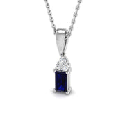 Blue Sapphire & Diamond Pendant Necklace (Without Chain ) in 10K/14K gold and platinum with certified lab-grown or natural diamonds