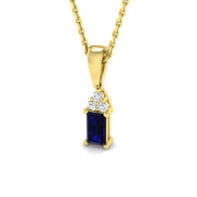 Blue Sapphire & Diamond Pendant Necklace (Without Chain ) in 10K/14K gold and platinum with certified lab-grown or natural diamonds