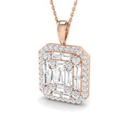 Baguette Brilliant Pendant Necklace in 10K/14K gold and platinum with certified lab-grown or natural diamonds