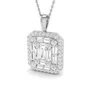 Baguette Brilliant Pendant Necklace in 10K/14K gold and platinum with certified lab-grown or natural diamonds