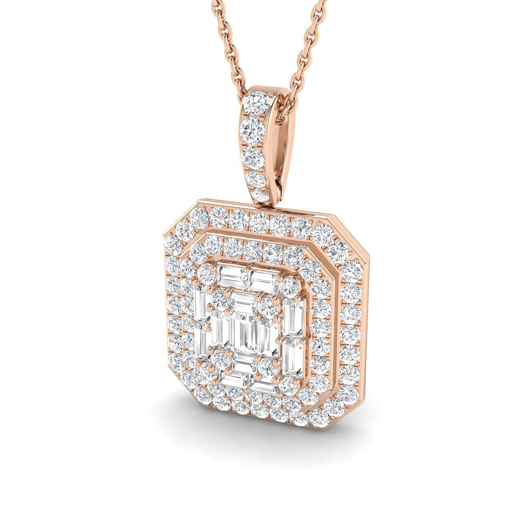 Emerald Cut Diamond Pendant Necklace 1ct to 3ct Gold (Without Chain ) in 10K/14K gold and platinum with certified lab-grown or natural diamonds