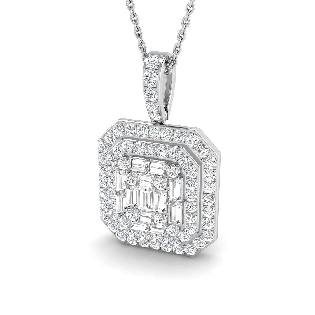 Emerald Cut Diamond Pendant Necklace 1ct to 3ct Gold (Without Chain ) in 10K/14K gold and platinum with certified lab-grown or natural diamonds