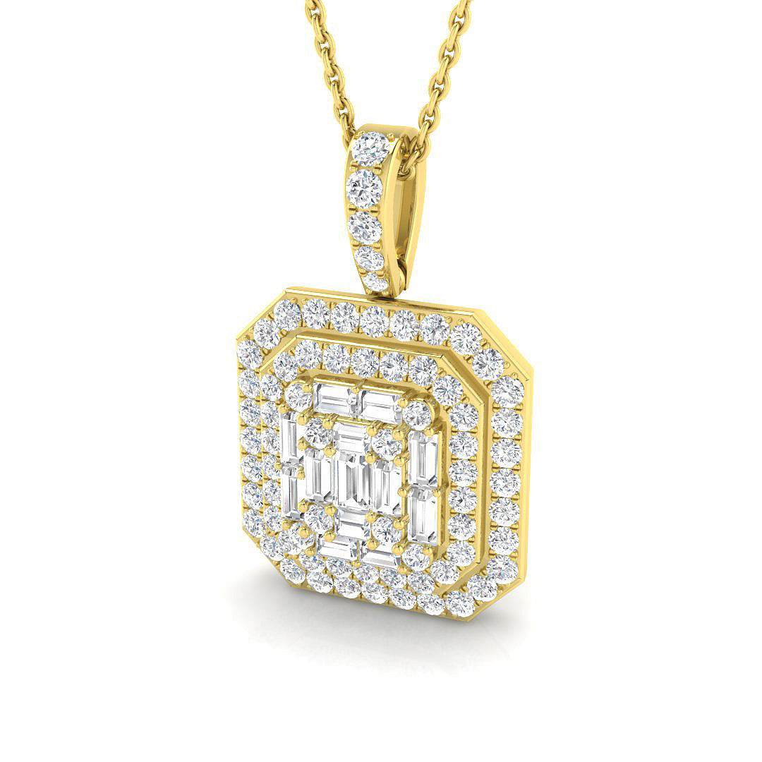 Emerald Cut Diamond Pendant Necklace 1ct to 3ct Gold (Without Chain ) in 10K/14K gold and platinum with certified lab-grown or natural diamonds