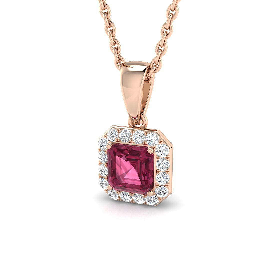 Square Ruby Diamond Pendant 0.5ct to 1.25ct Gold (Without Chain ) in 10K/14K gold and platinum with certified lab-grown or natural diamonds