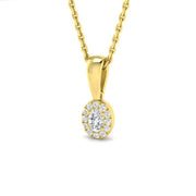 Oval Diamond Halo Pendant Necklace in 0.1ct to 0.5ct in 10K/14K gold and platinum with certified lab-grown or natural diamonds