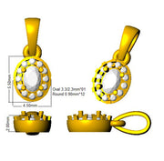 Oval Diamond Halo Pendant Necklace in 0.1ct to 0.5ct in 10K/14K gold and platinum with certified lab-grown or natural diamonds