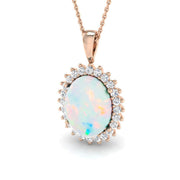 Opal Diamond Pendant 3.5 in 10K/14K gold and platinum with certified lab-grown or natural diamonds
