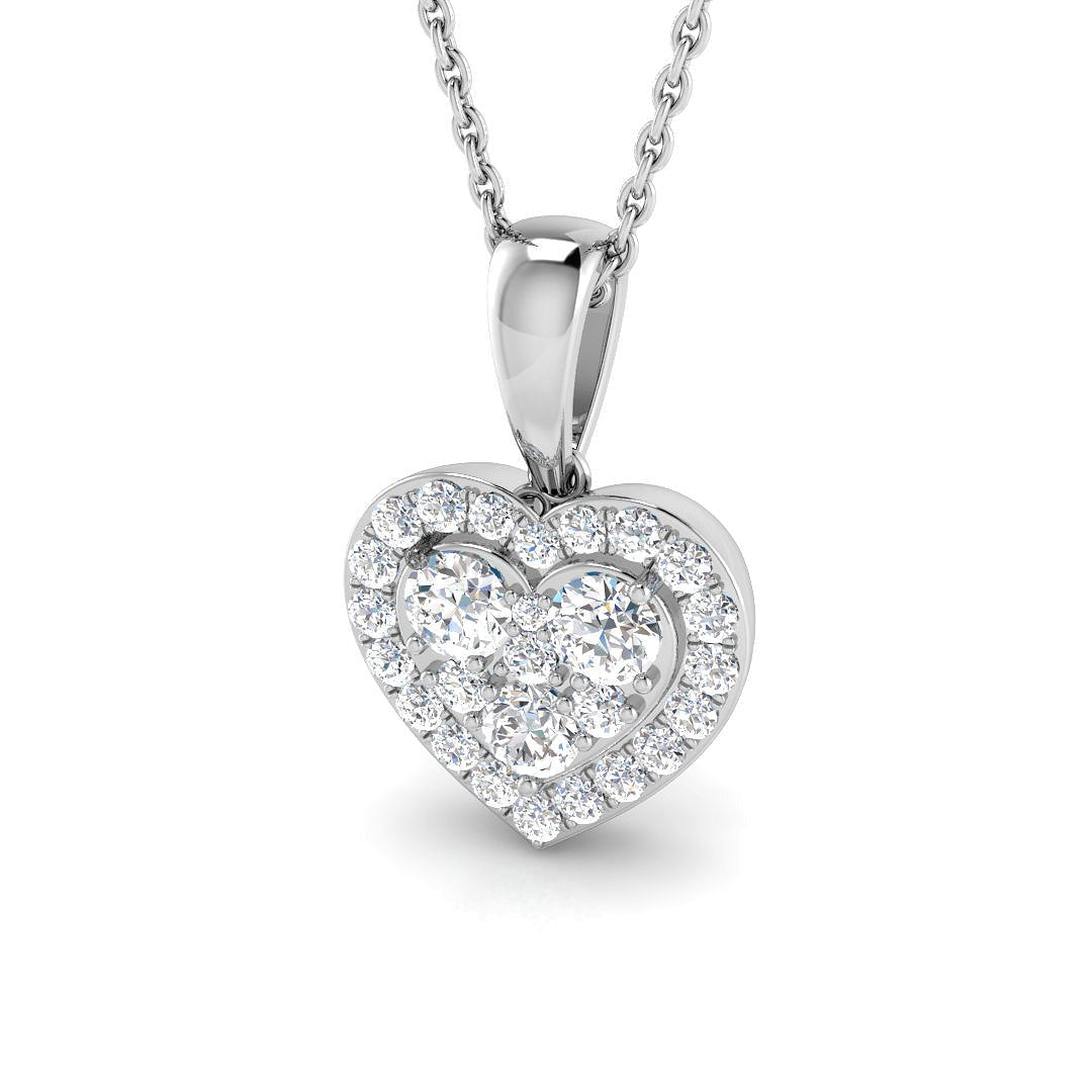 Heart-Shaped Diamond Pendant in 10K/14K gold and platinum with certified lab-grown or natural diamonds