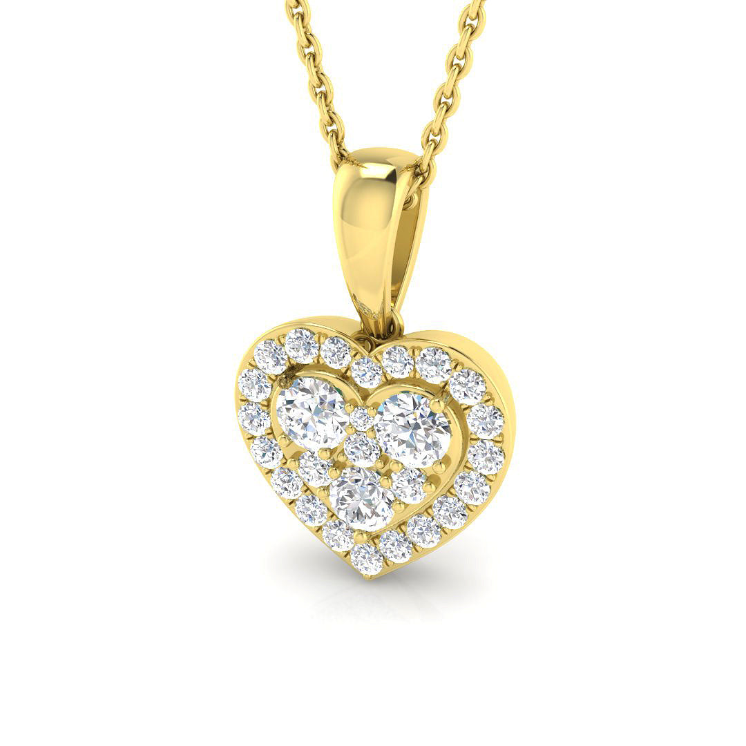 Heart-Shaped Diamond Pendant in 10K/14K gold and platinum with certified lab-grown or natural diamonds