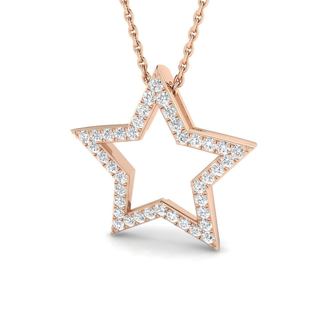 Diamond Star Pendant Necklace in 10K/14K gold and platinum with certified lab-grown or natural diamonds