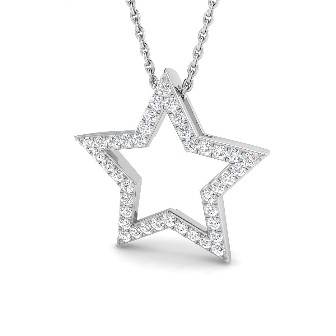 Diamond Star Pendant Necklace in 10K/14K gold and platinum with certified lab-grown or natural diamonds