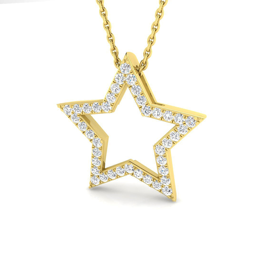 Diamond Star Pendant Necklace in 10K/14K gold and platinum with certified lab-grown or natural diamonds