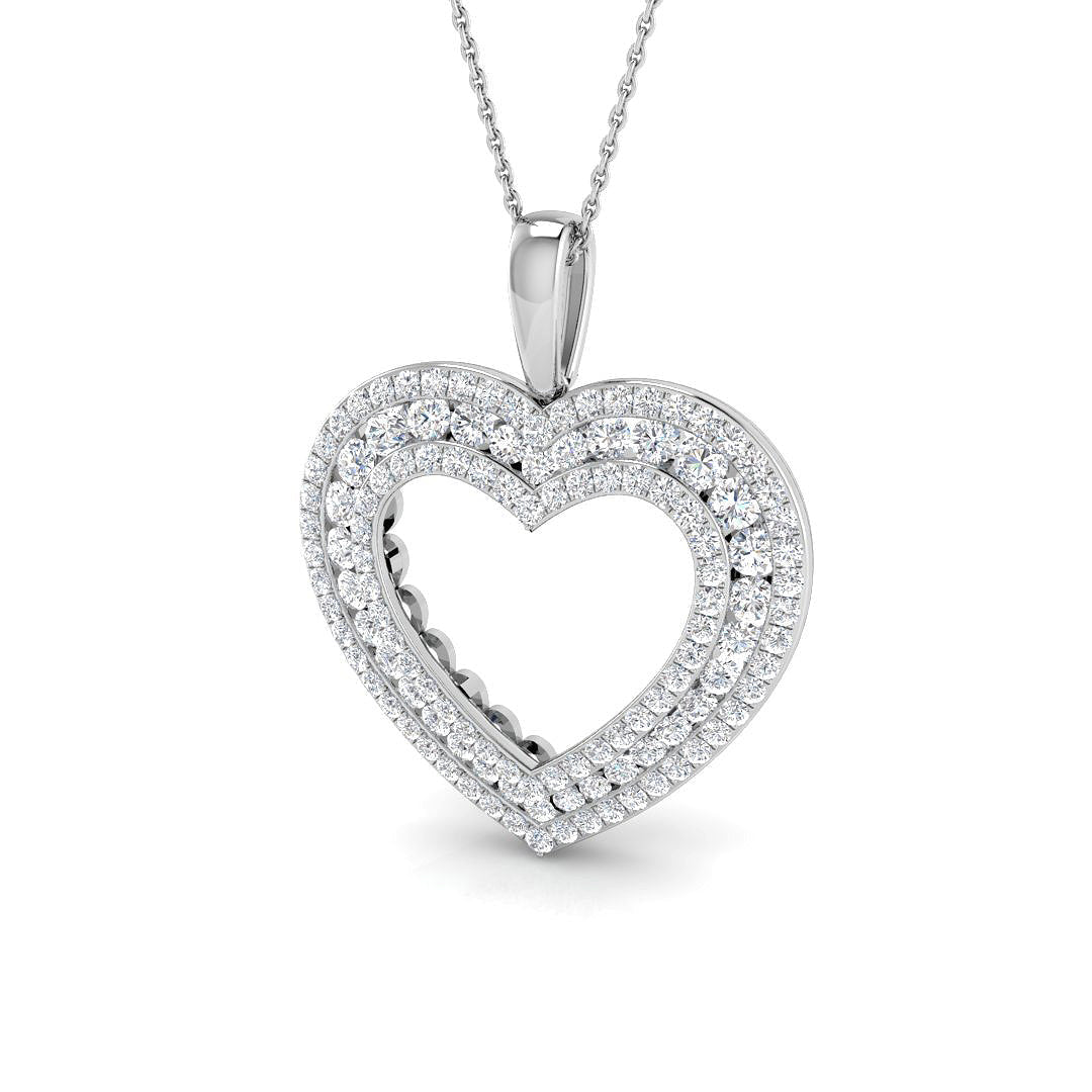 Double Heart Diamond Pendant in 10K/14K gold and platinum with certified lab-grown or natural diamonds