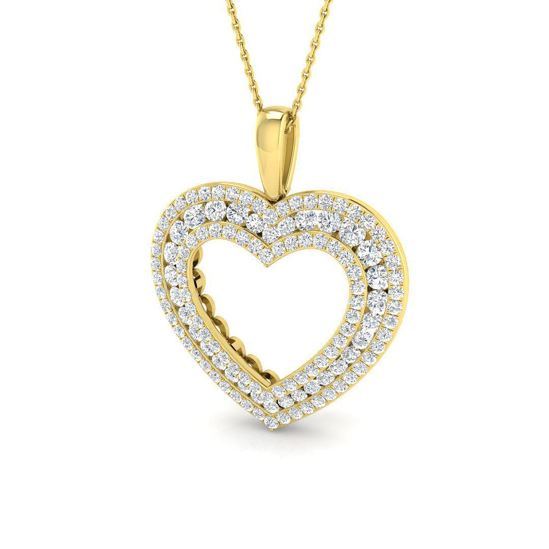 Double Heart Diamond Pendant in 10K/14K gold and platinum with certified lab-grown or natural diamonds