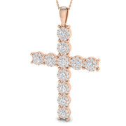 Round Halo Diamond Cross Pendant Necklace in - Men's Necklace in 10K/14K gold and platinum with certified lab-grown or natural diamonds