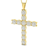 Round Halo Diamond Cross Pendant Necklace in - Men's Necklace in 10K/14K gold and platinum with certified lab-grown or natural diamonds