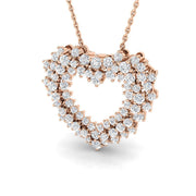 Cluster Diamond Heart Pendant in 10K/14K gold and platinum with certified lab-grown or natural diamonds