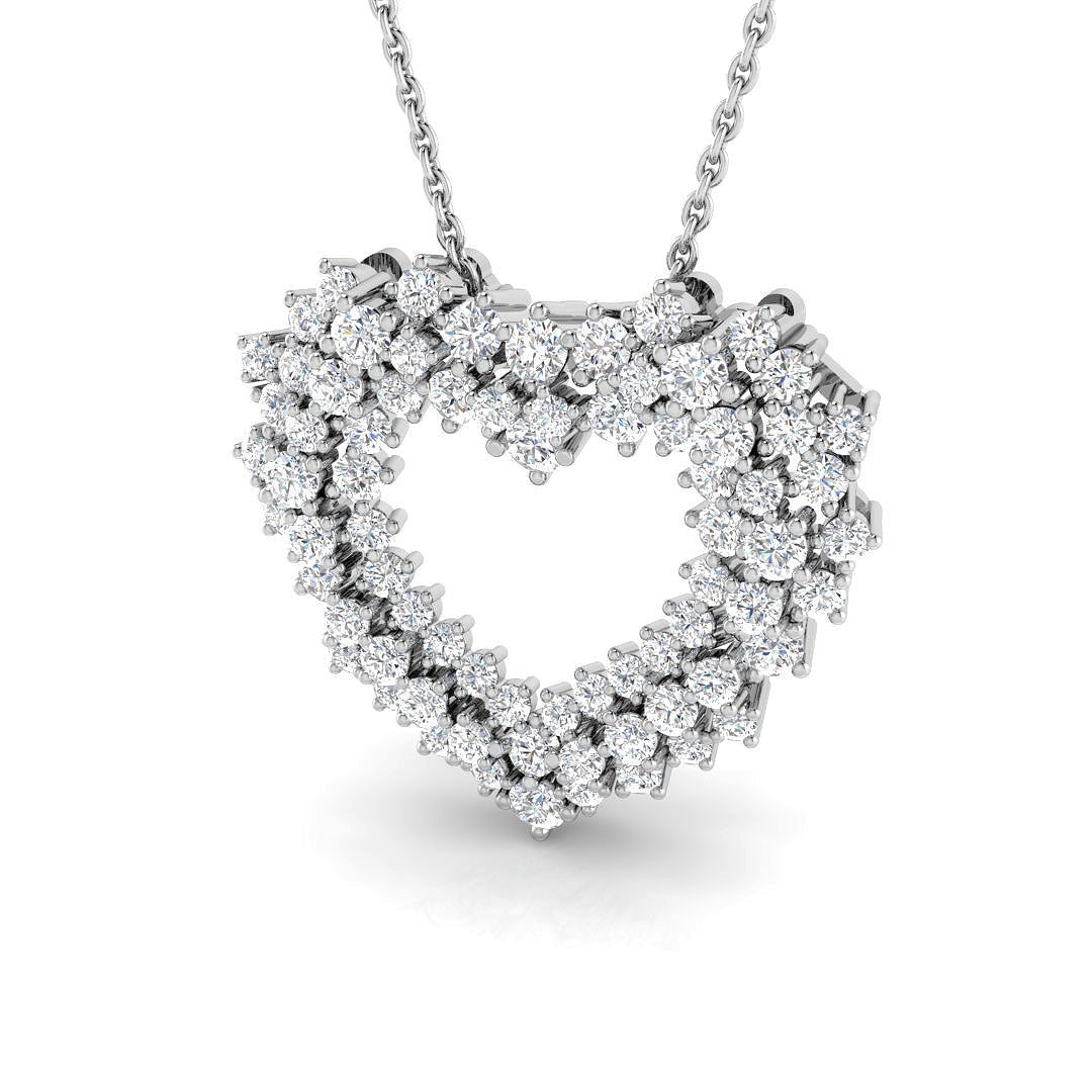 Cluster Diamond Heart Pendant in 10K/14K gold and platinum with certified lab-grown or natural diamonds