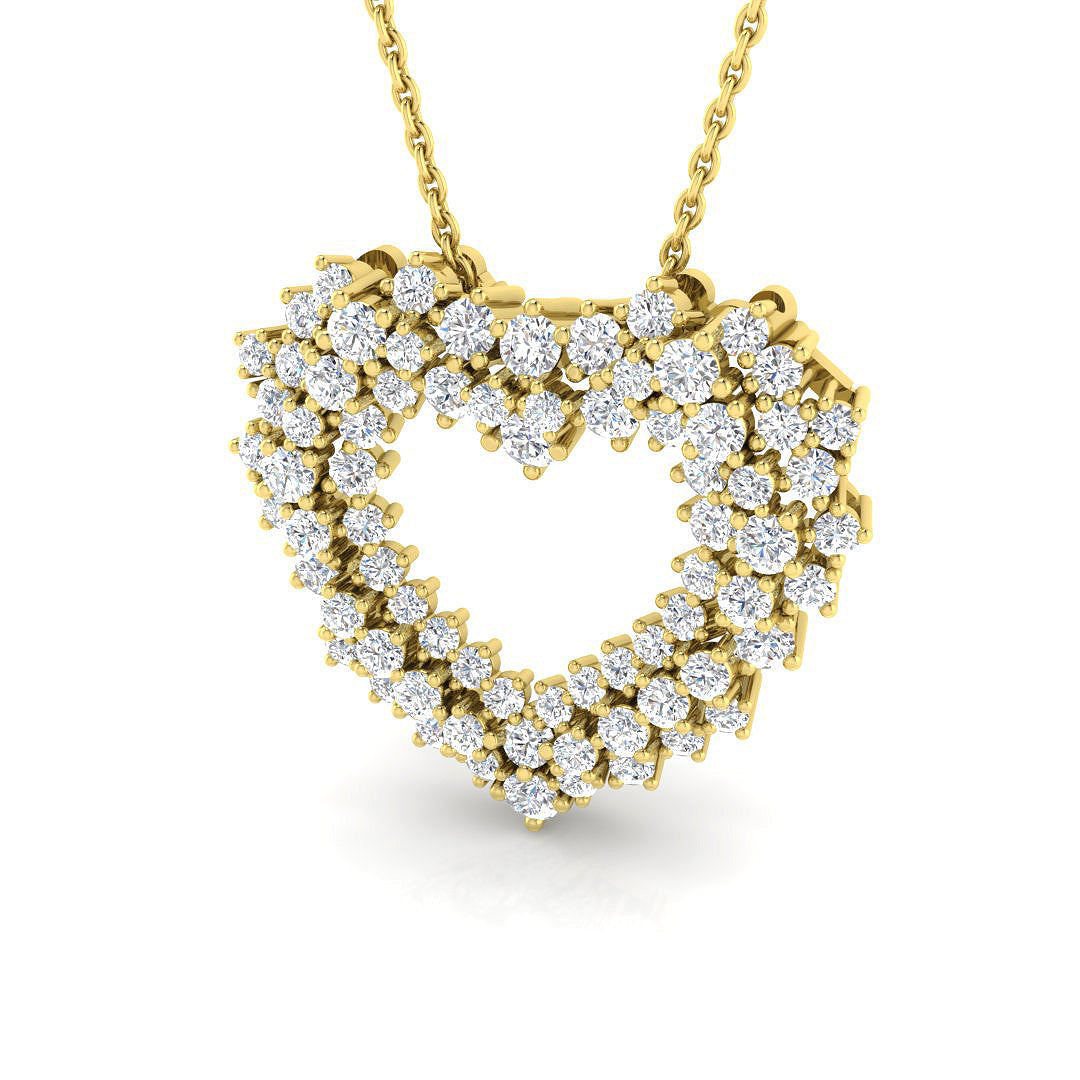 Cluster Diamond Heart Pendant in 10K/14K gold and platinum with certified lab-grown or natural diamonds