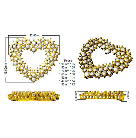 Cluster Diamond Heart Pendant in 10K/14K gold and platinum with certified lab-grown or natural diamonds