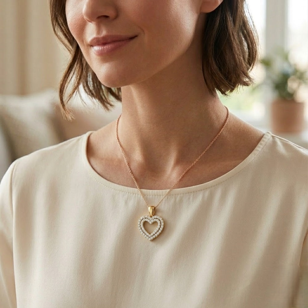 Heart-Shaped Diamond Pendant in 10K/14K gold and platinum with certified lab-grown or natural diamonds