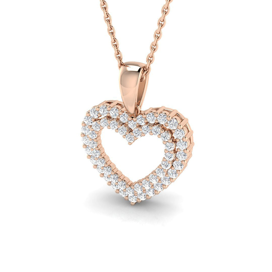 Heart-Shaped Diamond Pendant in 10K/14K gold and platinum with certified lab-grown or natural diamonds