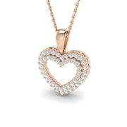Heart-Shaped Diamond Pendant in 10K/14K gold and platinum with certified lab-grown or natural diamonds