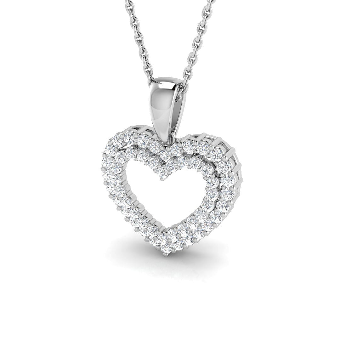 Heart-Shaped Diamond Pendant in 10K/14K gold and platinum with certified lab-grown or natural diamonds