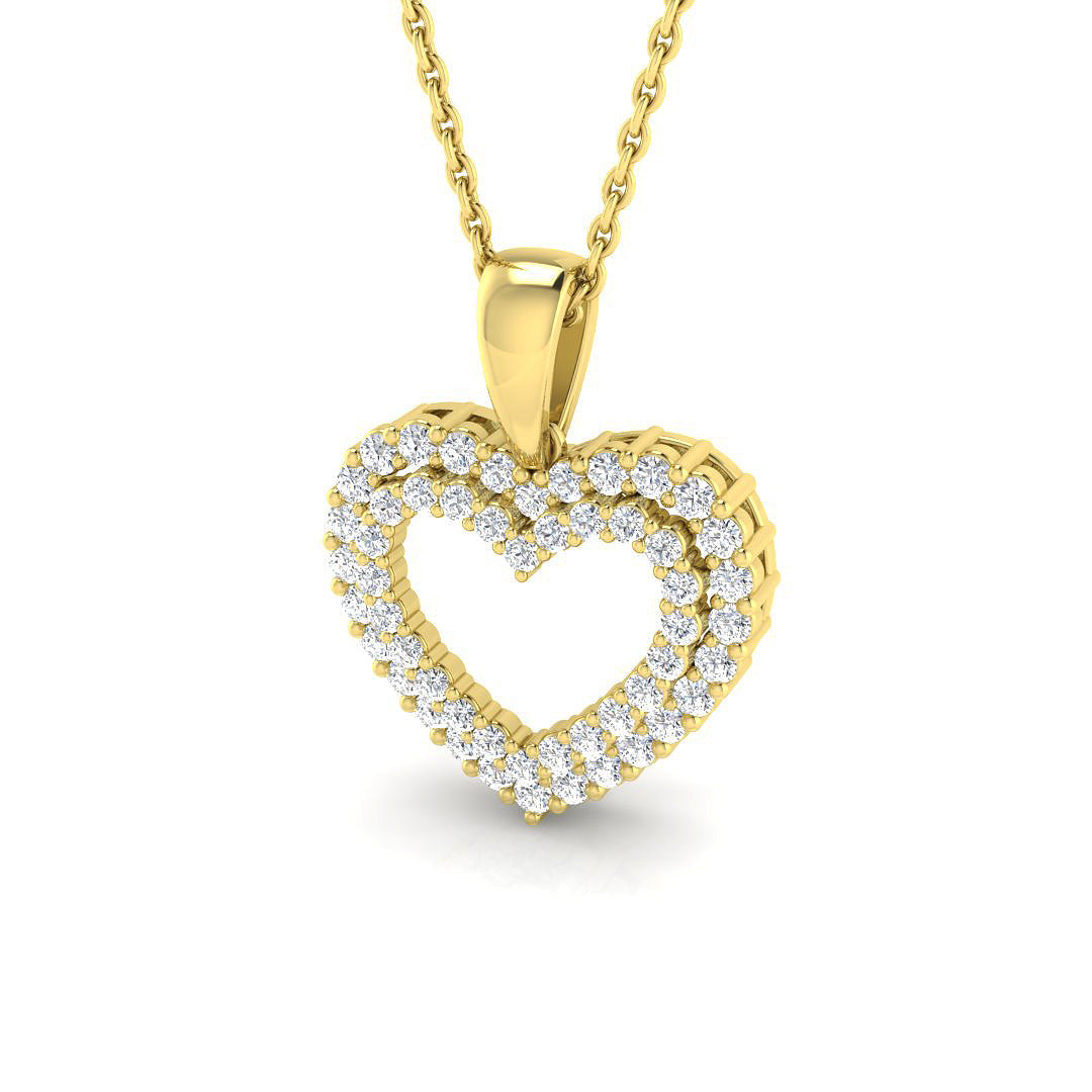 Heart-Shaped Diamond Pendant in 10K/14K gold and platinum with certified lab-grown or natural diamonds