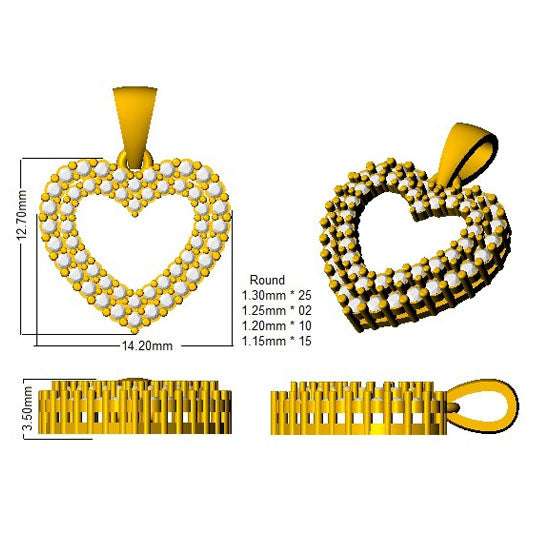 Heart-Shaped Diamond Pendant in 10K/14K gold and platinum with certified lab-grown or natural diamonds