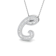 Initial Diamond Pendant Necklace with Baguette and Round Diamonds in 10K/14K gold and platinum with certified lab-grown or natural diamonds