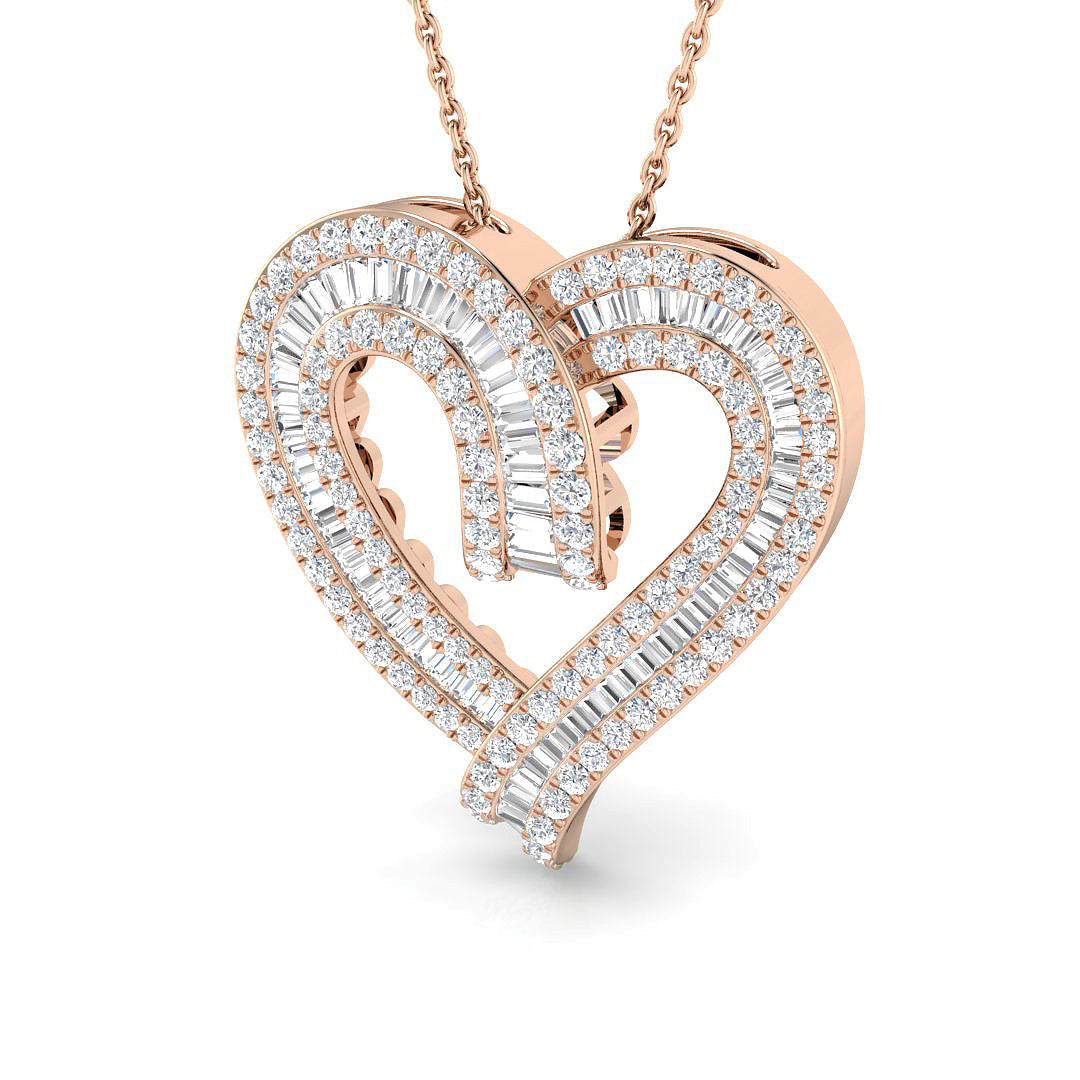 Heart Diamond Necklace in 10K/14K gold and platinum with certified lab-grown or natural diamonds