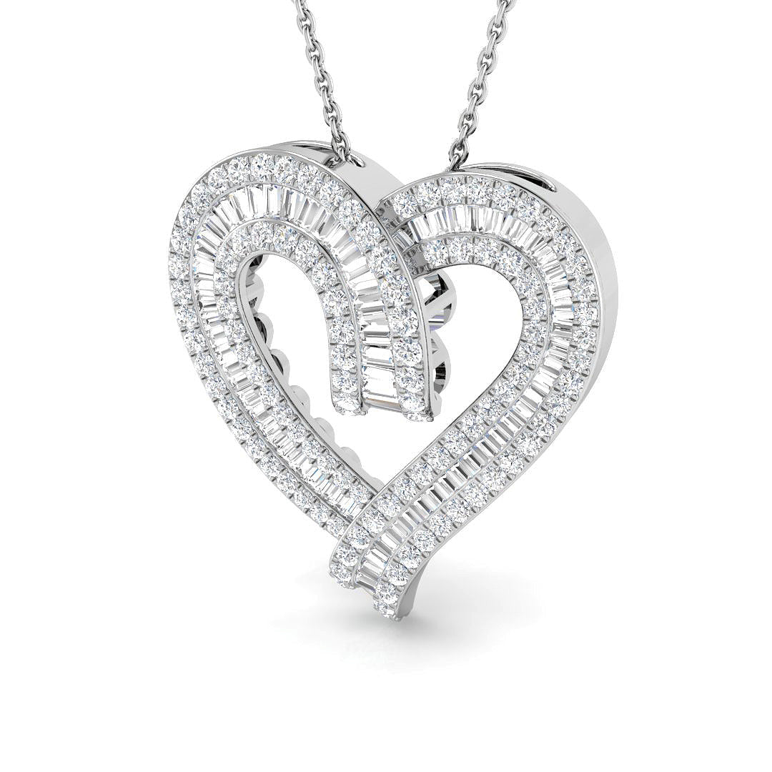 Heart Diamond Necklace in 10K/14K gold and platinum with certified lab-grown or natural diamonds