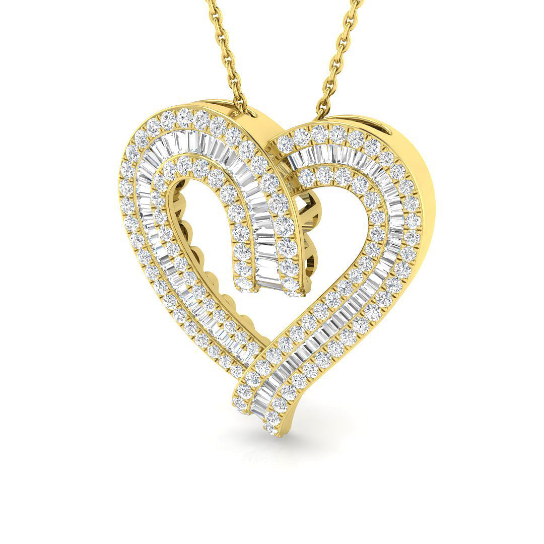Heart Diamond Necklace in 10K/14K gold and platinum with certified lab-grown or natural diamonds