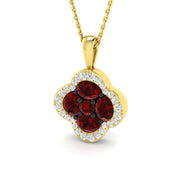 Ruby & Diamond Clover Pendant in in 10K/14K gold and platinum with certified lab-grown or natural diamonds